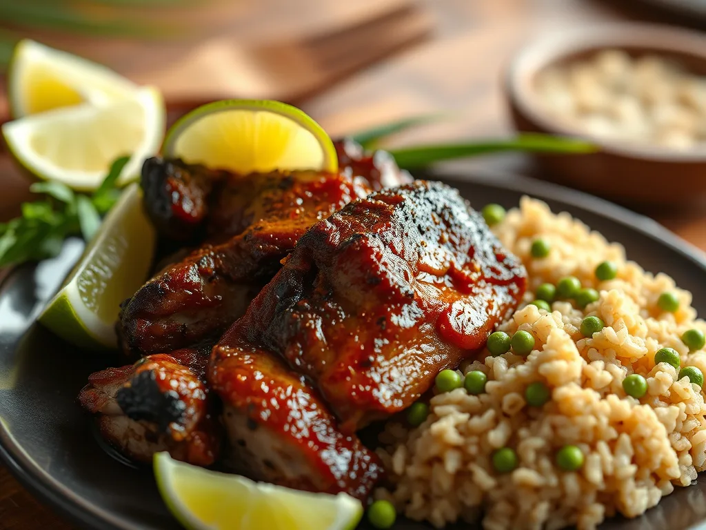 Jamaican Jerk Pork with Rice and Peas Caribbean Recipe