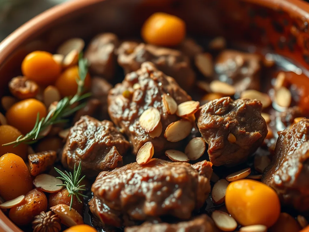Moroccan Lamb Tagine with Apricots and Almonds