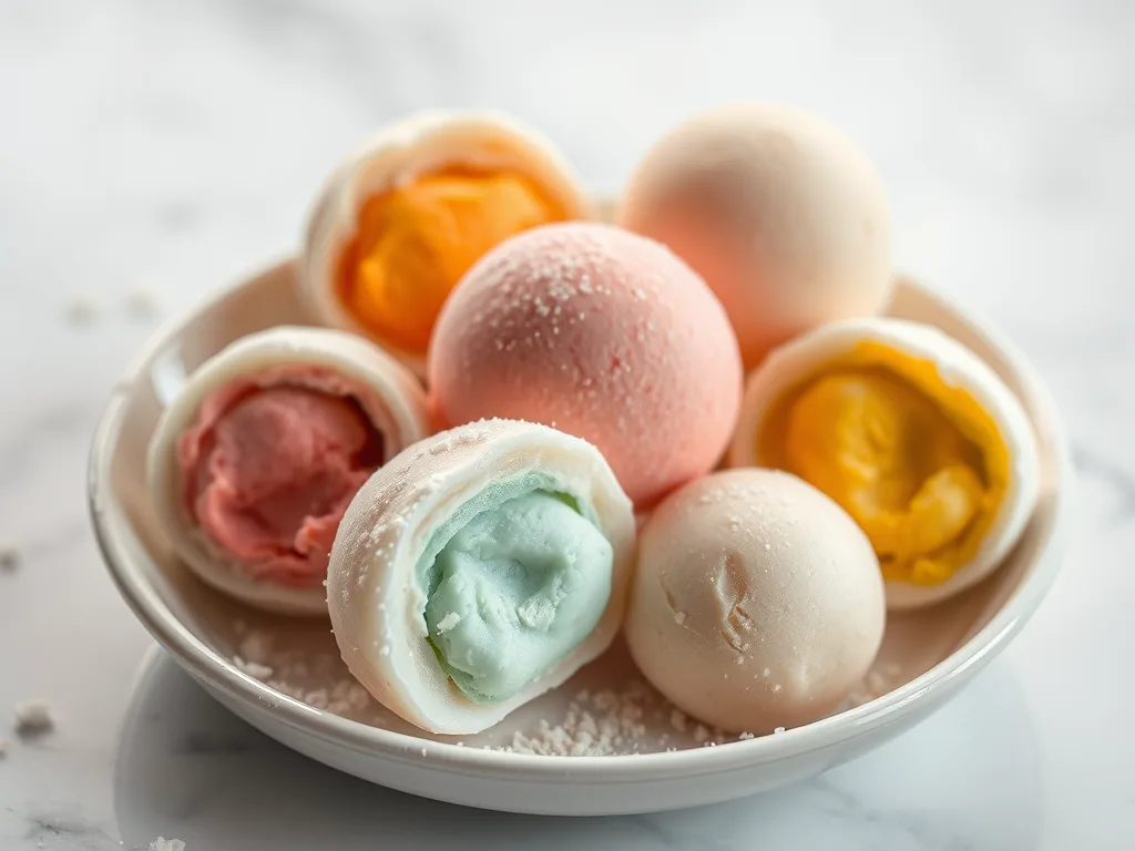 Japanese Mochi Ice Cream Sticky Rice Dessert with Ice Cream