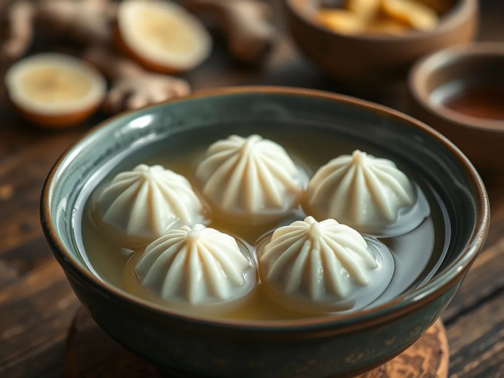 Chinese Black Sesame Tang Yuan Glutinous Rice Ball Dessert