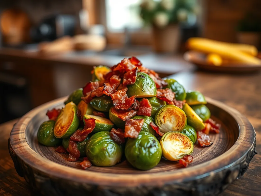 Roasted Brussels Sprouts with Bacon Thanksgiving Side Dish Recipe