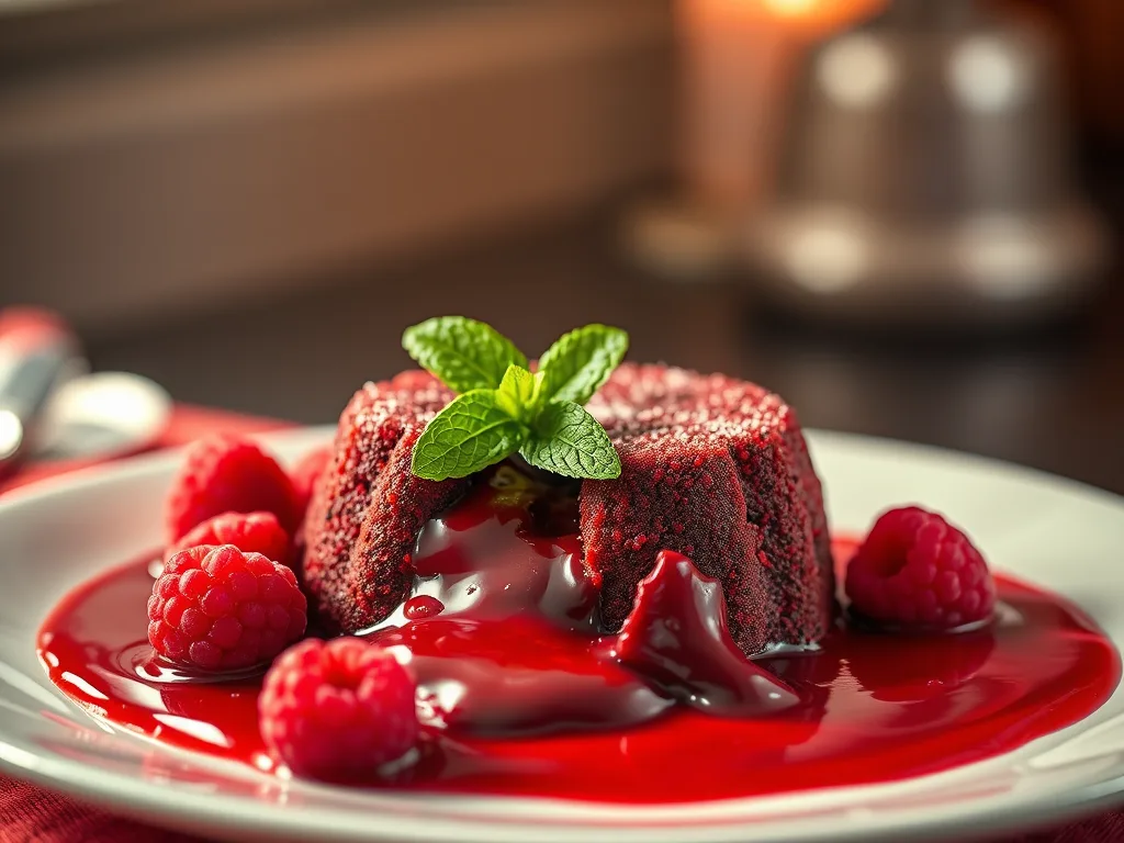 Red Velvet Lava Cakes with Raspberry Coulis